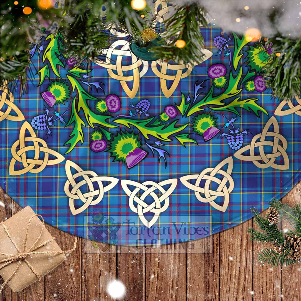 Tartan Vibes Clothing Mercer Tartan Christmas Tree Skirt with Thistle Celtic Knot Style