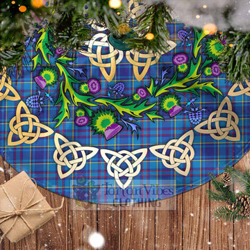 Mercer Tartan Christmas Tree Skirt with Thistle Celtic Knot Style