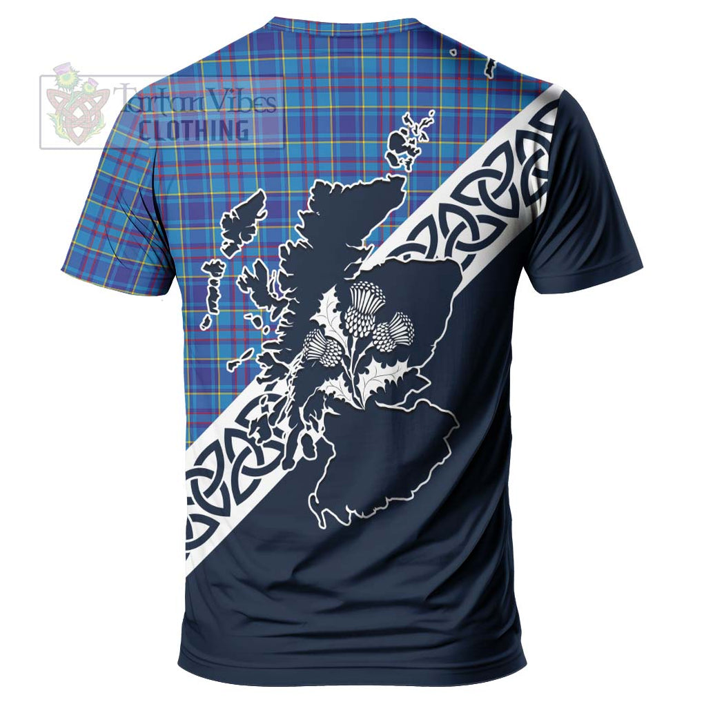 Mercer Tartan T-Shirt Featuring Thistle and Scotland Map