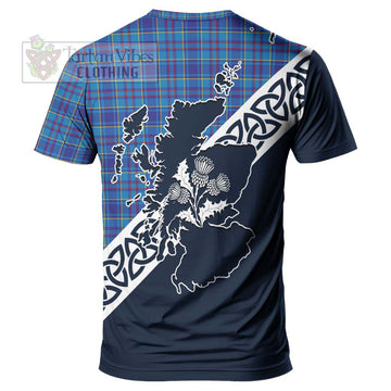 Mercer Tartan T-Shirt Featuring Thistle and Scotland Map