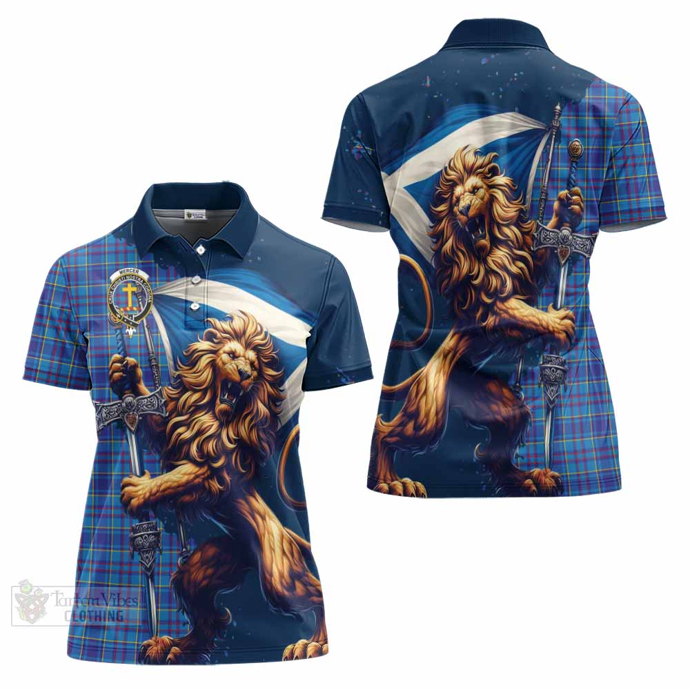 Tartan Vibes Clothing Mercer Tartan Family Crest Women's Polo Shirt with Scottish Majestic Lion