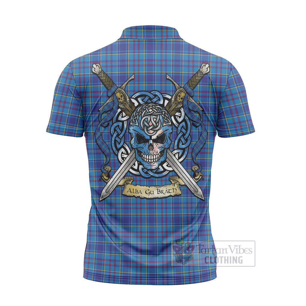 Tartan Vibes Clothing Mercer Tartan Zipper Polo Shirt with Family Crest Celtic Skull Style