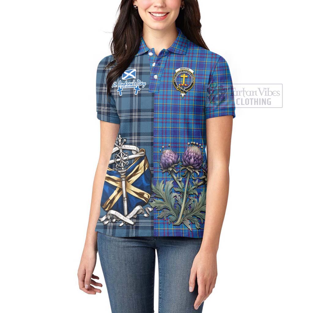 Tartan Vibes Clothing Mercer Tartan Women's Polo Shirt Happy St. Andrew's Day Half Tartan Style