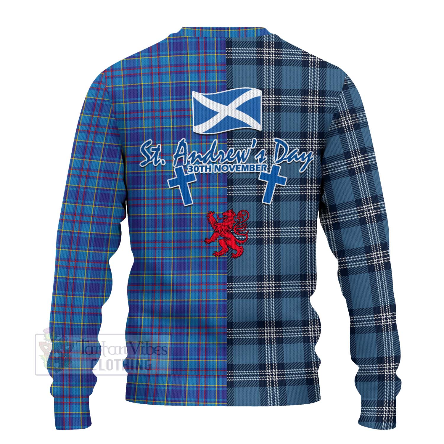 Tartan Vibes Clothing Mercer Tartan Knitted Sweater Happy St. Andrew's Day Half Tartan Style