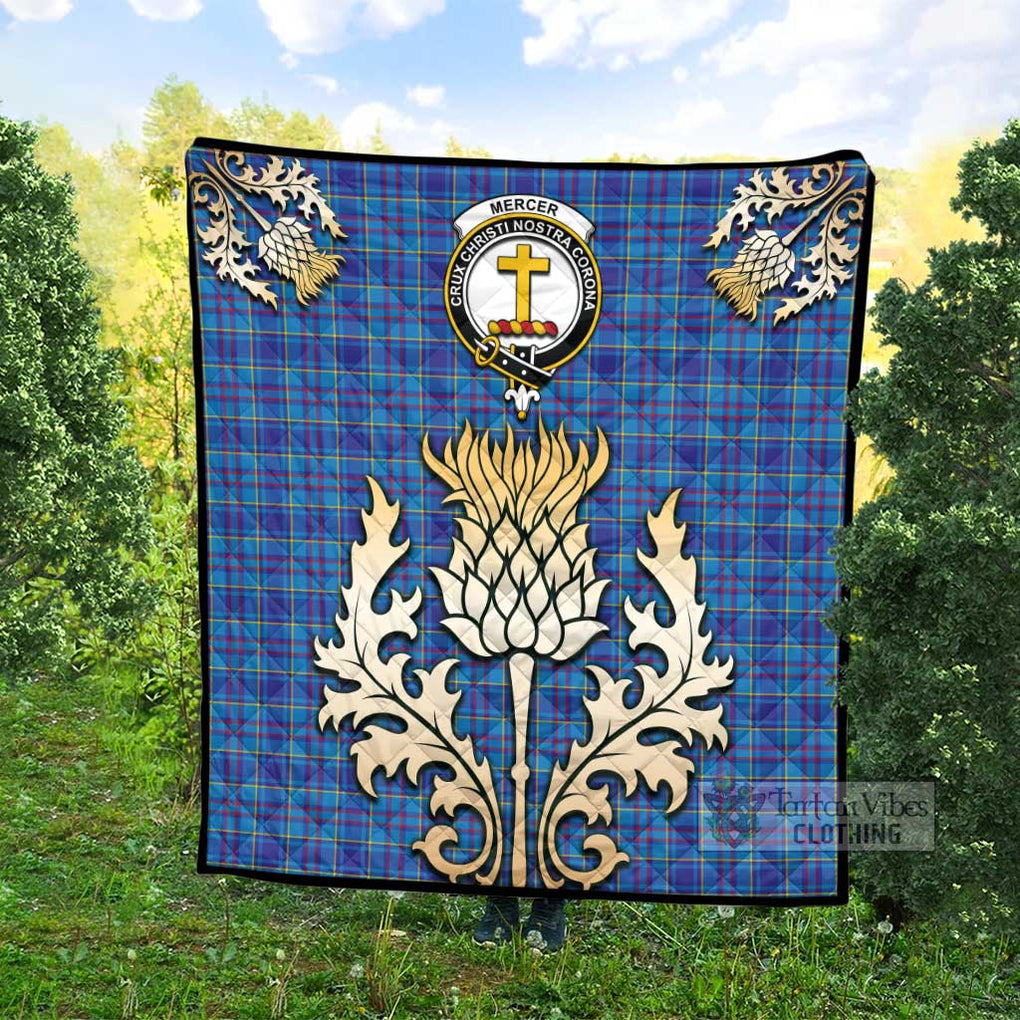 Tartan Vibes Clothing Mercer Tartan Quilt with Family Crest and Golden Thistle Style