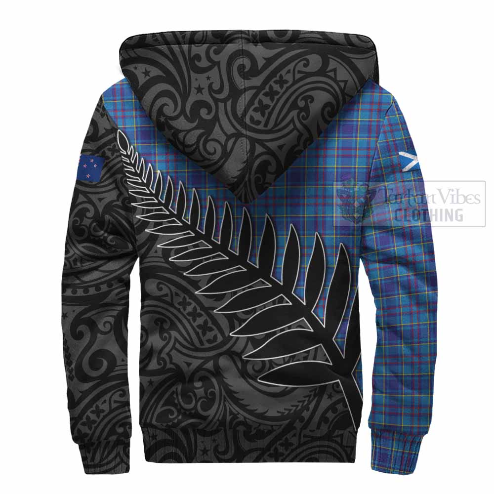 Tartan Vibes Clothing Mercer Crest Tartan Sherpa Hoodie with New Zealand Silver Fern Half Style