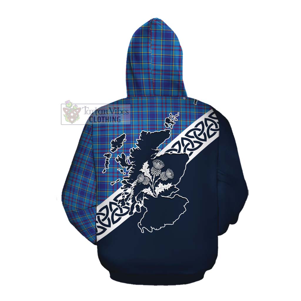 Tartan Vibes Clothing Mercer Tartan Cotton Hoodie Featuring Thistle and Scotland Map