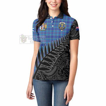 Mercer Crest Tartan Women's Polo Shirt with New Zealand Silver Fern Half Style