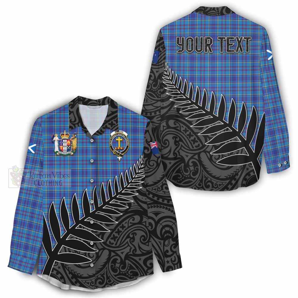 Tartan Vibes Clothing Mercer Crest Tartan Women's Casual Shirt with New Zealand Silver Fern Half Style