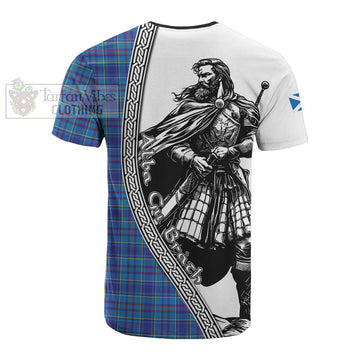 Mercer Tartan Clan Crest Cotton T-shirt with Highlander Warrior Celtic Style