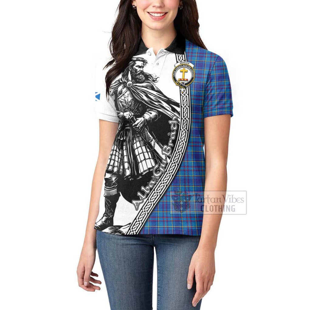 Tartan Vibes Clothing Mercer Tartan Clan Crest Women's Polo Shirt with Highlander Warrior Celtic Style