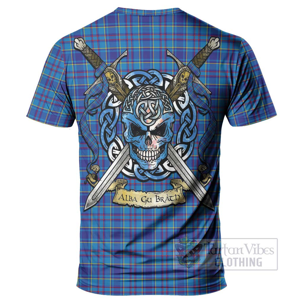 Tartan Vibes Clothing Mercer Tartan T-Shirt with Family Crest Celtic Skull Style