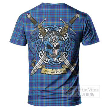 Mercer Tartan T-Shirt with Family Crest Celtic Skull Style