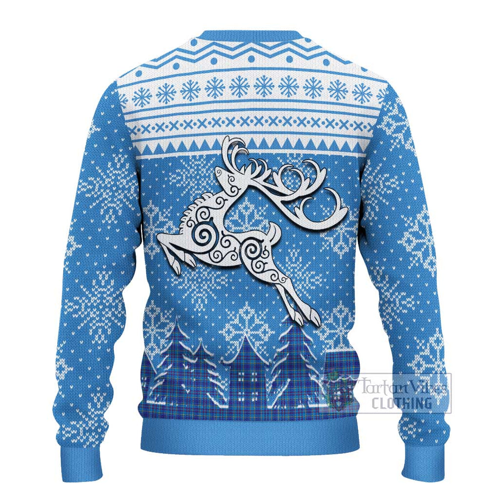 Tartan Vibes Clothing Mercer Clan Christmas Ugly Sweater with Tartan and Celtic Raindeer Style