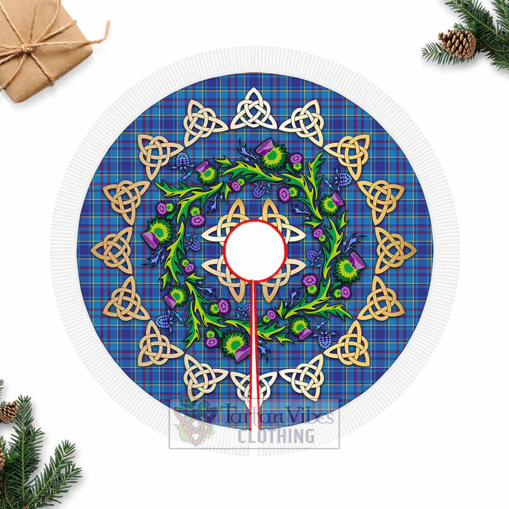 Tartan Vibes Clothing Mercer Tartan Christmas Tree Skirt with Thistle Celtic Knot Style