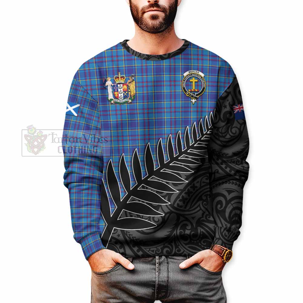 Tartan Vibes Clothing Mercer Crest Tartan Sweatshirt with New Zealand Silver Fern Half Style