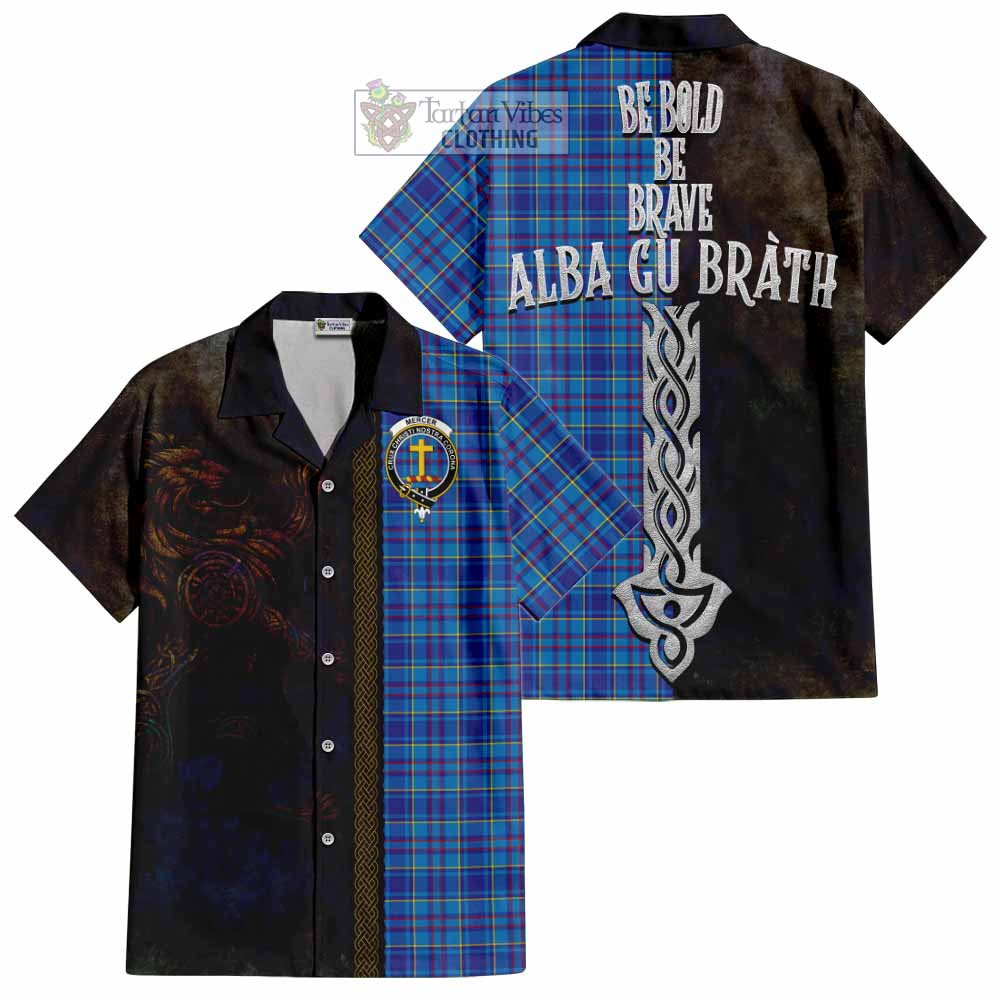 Mercer Tartan Family Crest Hawaiian Shirt Alba Gu Brath Be Brave Lion Ancient Style - Tartan Vibes Clothing