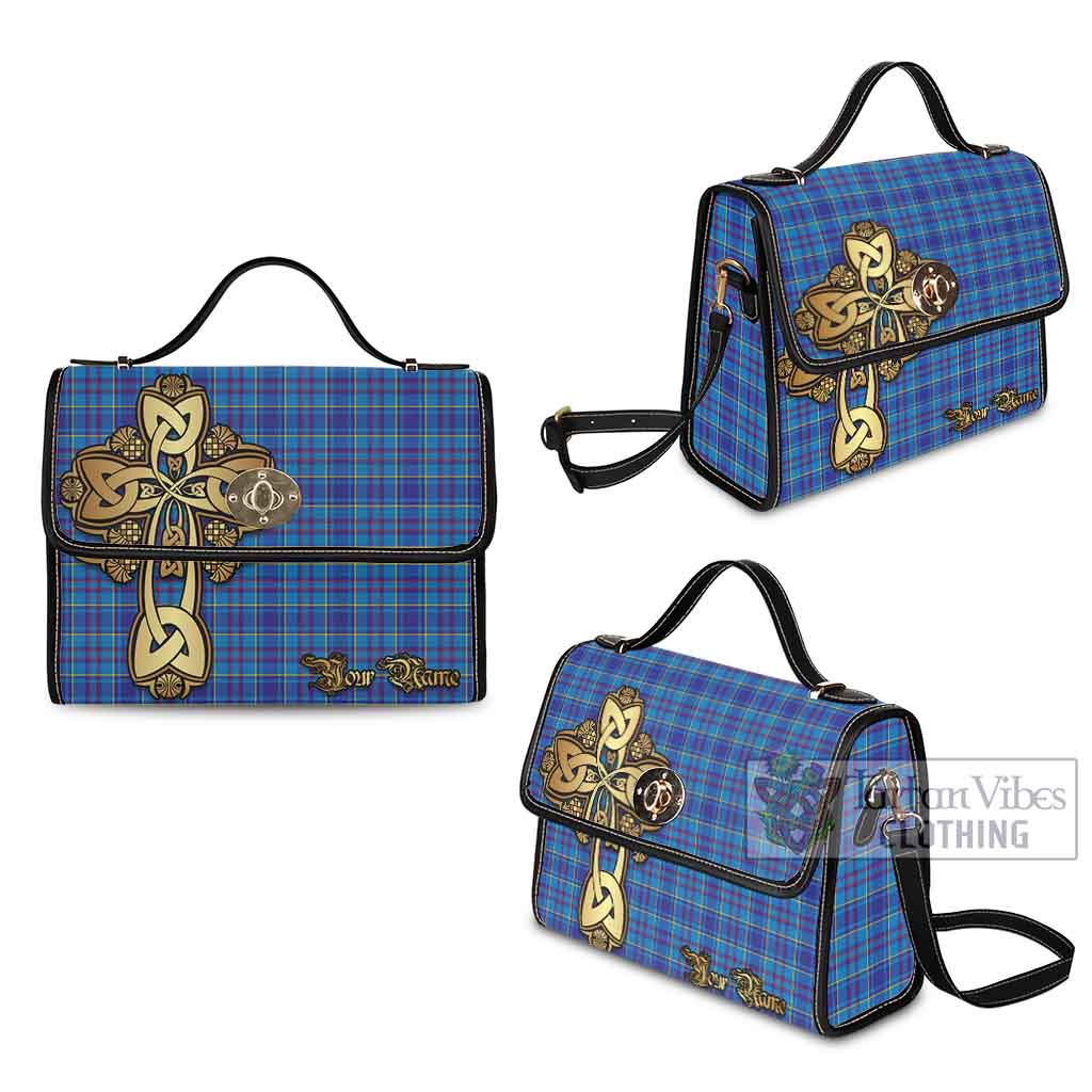 Tartan Vibes Clothing Mercer Tartan Waterproof Canvas Bag Golden Thistle Celtic Cross Style