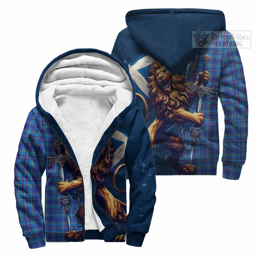 Tartan Vibes Clothing Mercer Tartan Family Crest Sherpa Hoodie with Scottish Majestic Lion