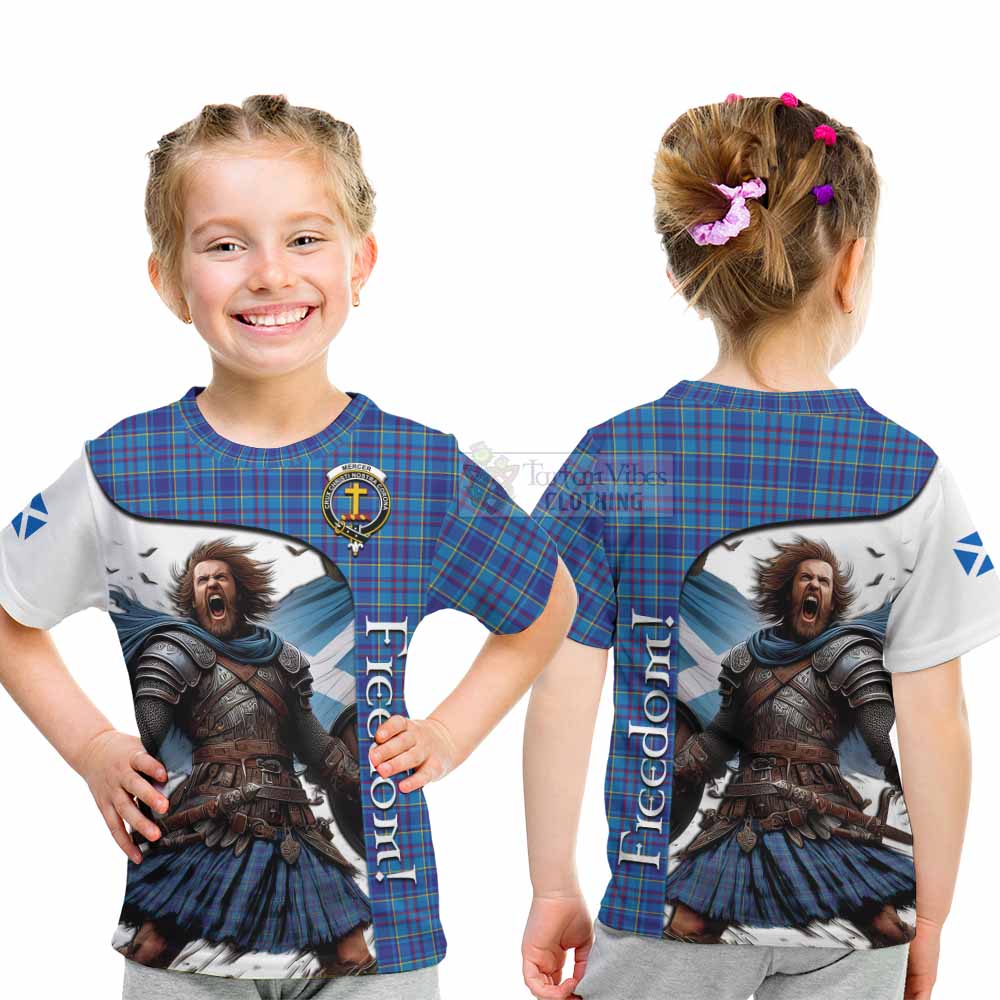 Tartan Vibes Clothing Mercer Crest Tartan Kid T-Shirt Inspired by the Freedom of Scottish Warrior