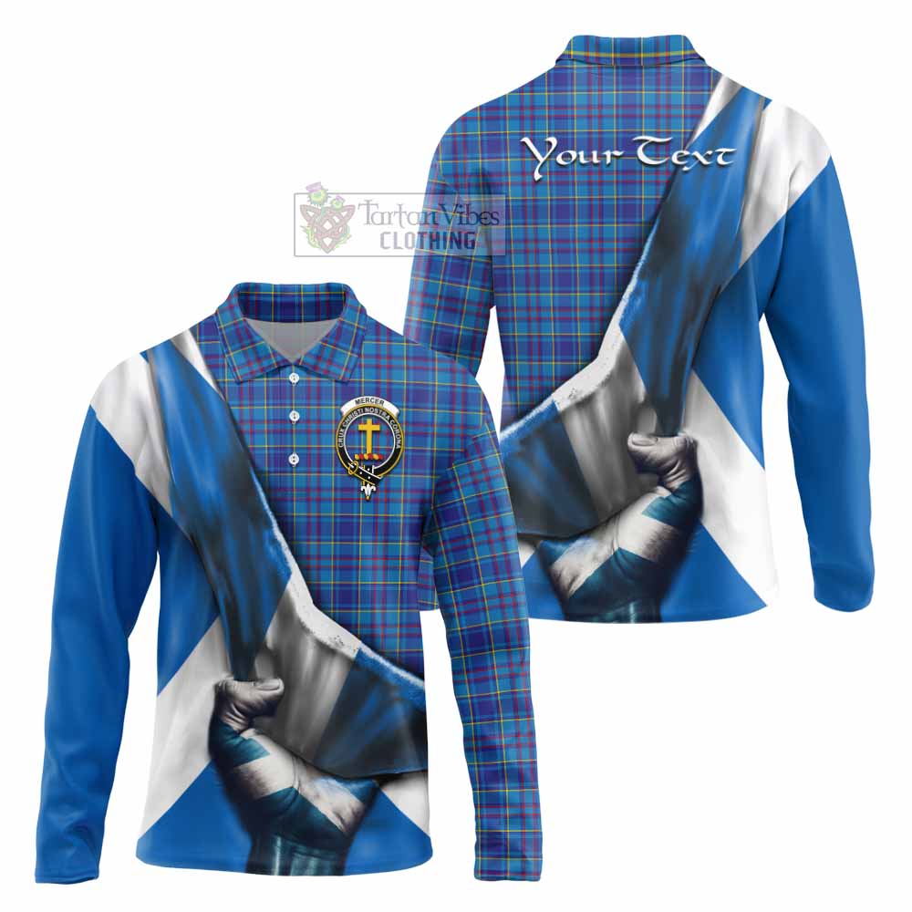 Tartan Vibes Clothing Mercer Tartan Long Sleeve Polo Shirt with Family Crest Scotland Patriotic Style