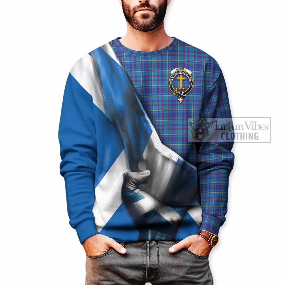 Tartan Vibes Clothing Mercer Tartan Sweatshirt with Family Crest Scotland Patriotic Style