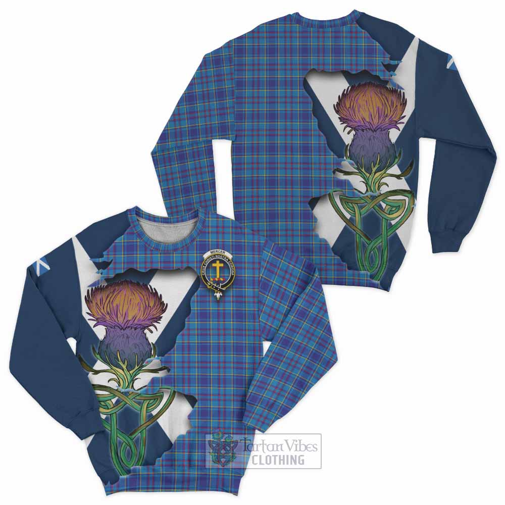 Mercer Tartan Family Crest Sweatshirt Scottish Thistle Celtic Inspired - Tartan Vibes Clothing
