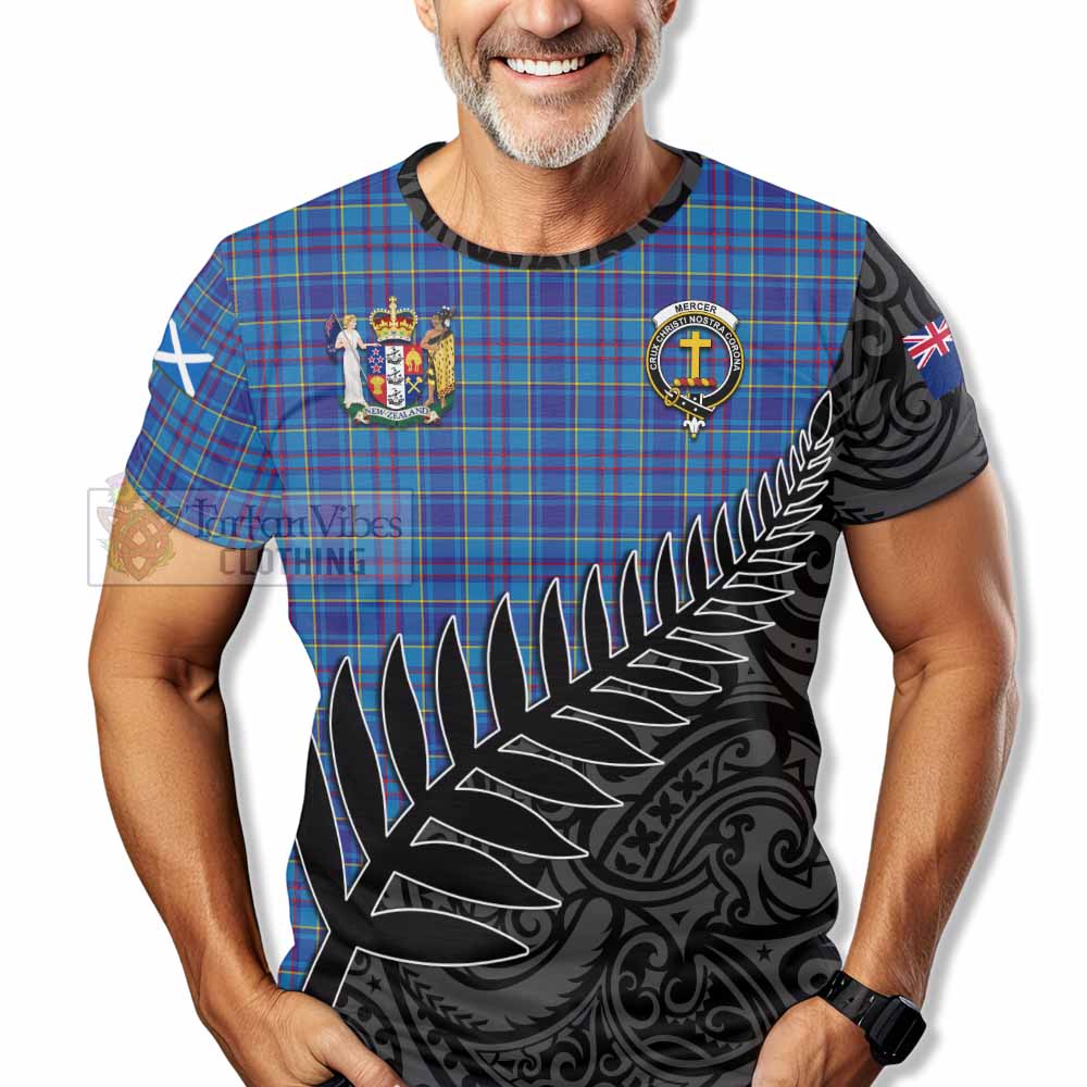 Tartan Vibes Clothing Mercer Crest Tartan T-Shirt with New Zealand Silver Fern Half Style