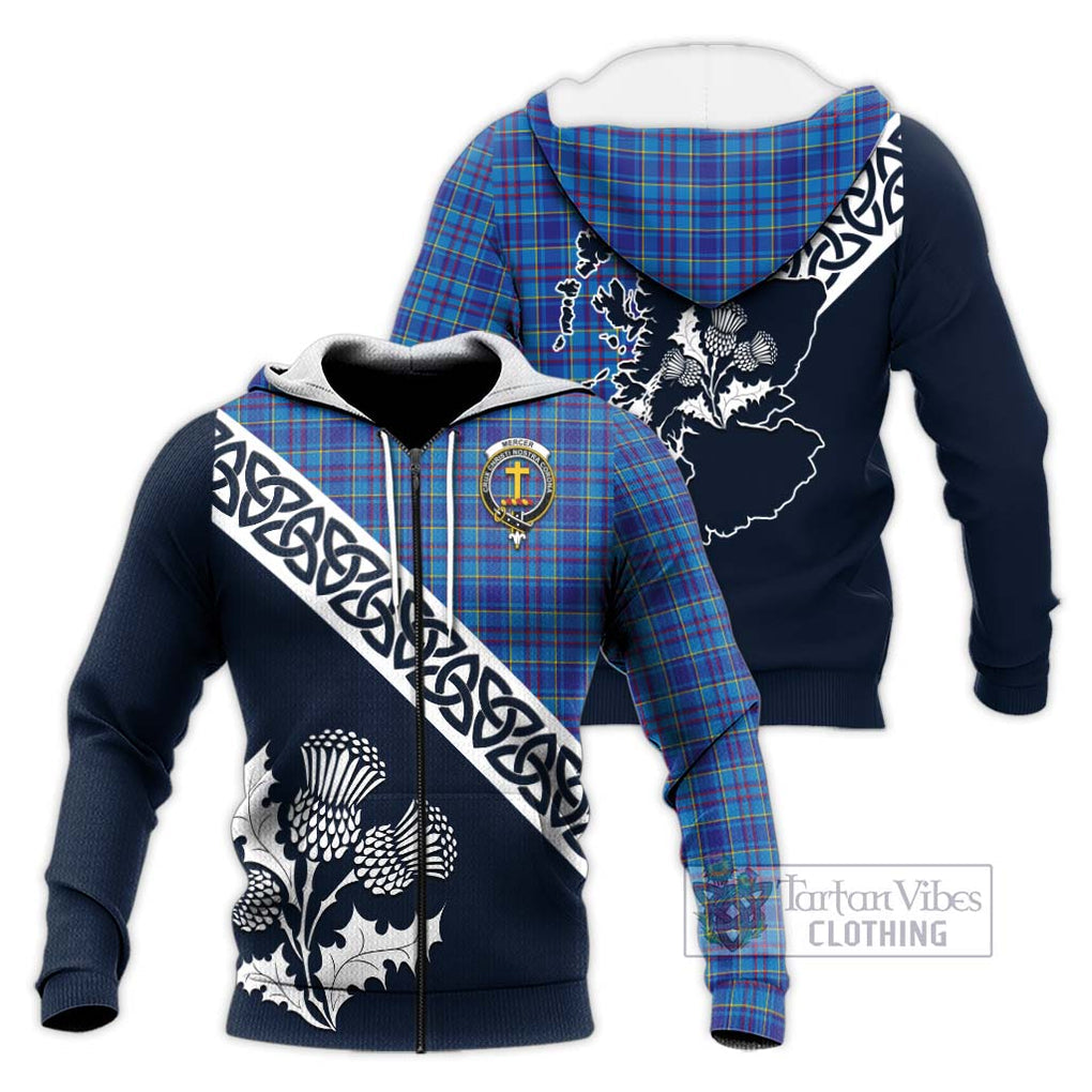 Tartan Vibes Clothing Mercer Tartan Knitted Hoodie Featuring Thistle and Scotland Map