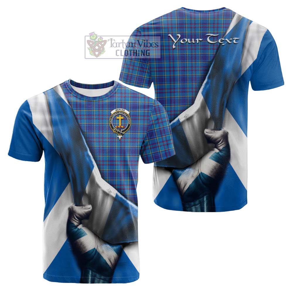 Tartan Vibes Clothing Mercer Tartan Cotton T-shirt with Family Crest Scotland Patriotic Style