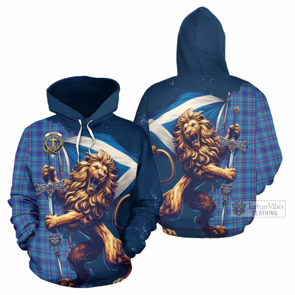 Mercer Tartan Family Crest Hoodie with Scottish Majestic Lion