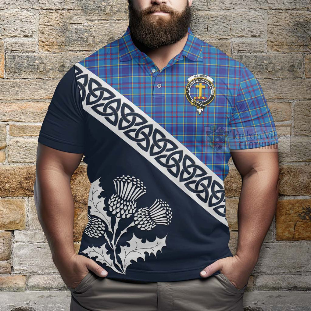 Mercer Tartan Polo Shirt Featuring Thistle and Scotland Map