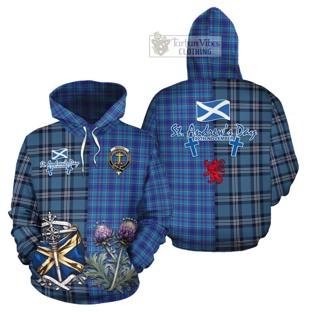 Tartan Vibes Clothing Mercer Tartan Cotton Hoodie Happy St. Andrew's Day Half Tartan Style