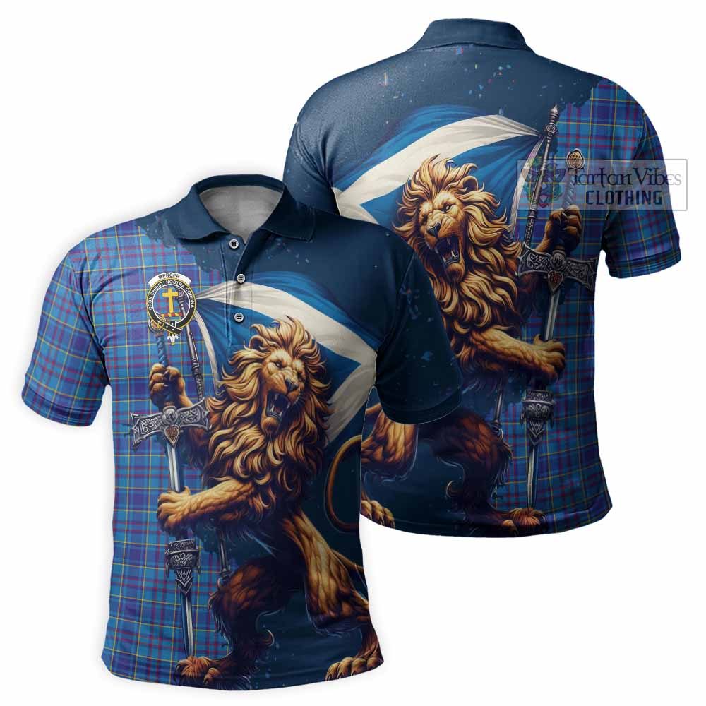 Tartan Vibes Clothing Mercer Tartan Family Crest Men's Polo Shirt with Scottish Majestic Lion