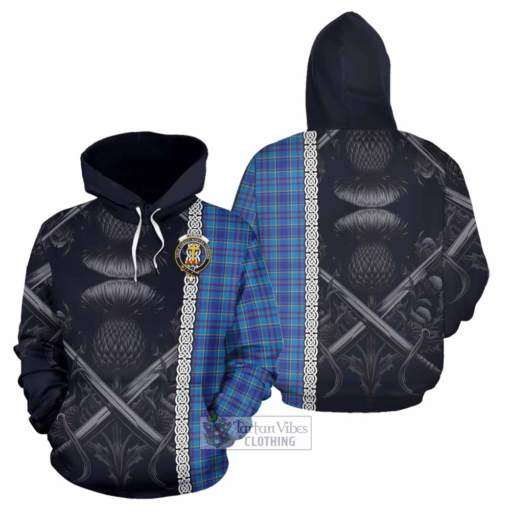 Tartan Vibes Clothing Mercer Tartan Hoodie with Family Crest Cross Sword Thistle Celtic Vibes