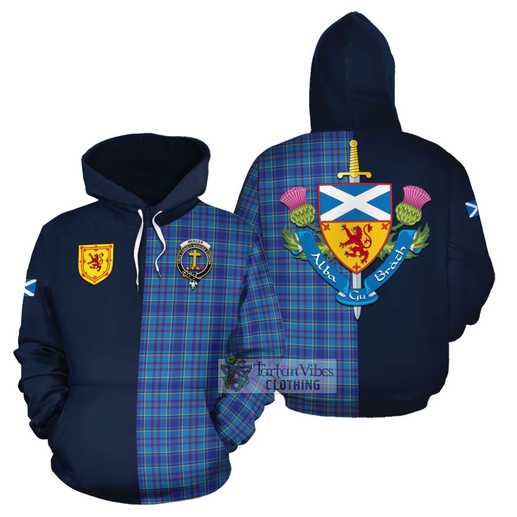 Tartan Vibes Clothing Mercer Tartan Cotton Hoodie Alba with Scottish Lion Royal Arm Half Style