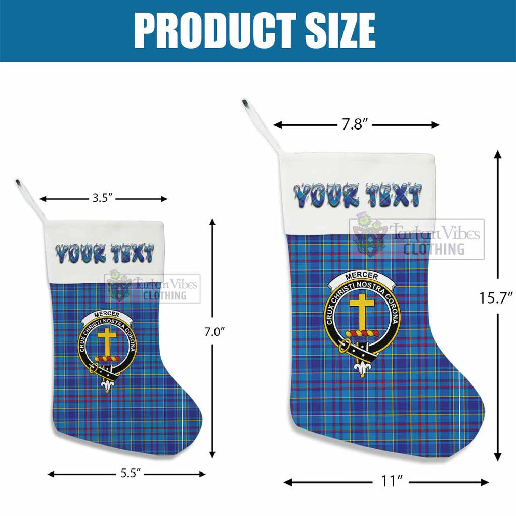 Tartan Vibes Clothing Mercer Tartan Family Crest Christmas Stocking with Personalized Text