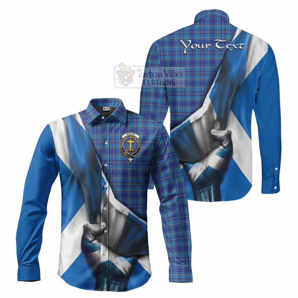 Tartan Vibes Clothing Mercer Tartan Long Sleeve Button Shirt with Family Crest Scotland Patriotic Style