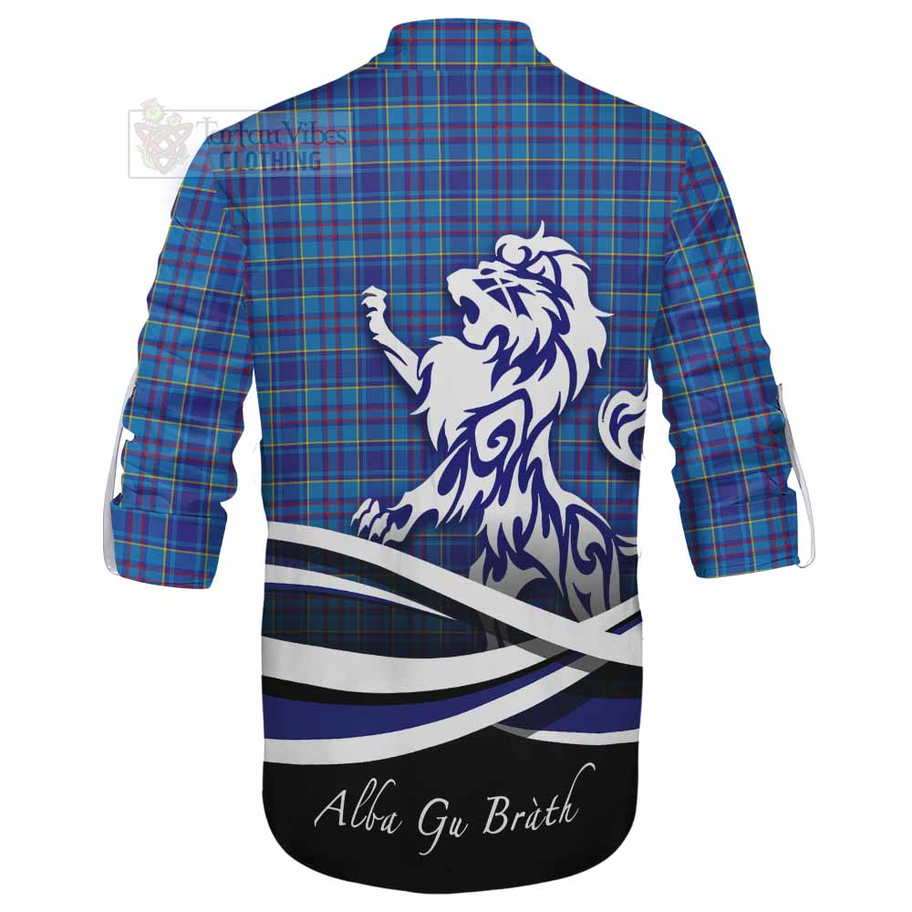 Tartan Vibes Clothing Mercer Tartan Ghillie Kilt Shirt with Alba Gu Brath Regal Lion Emblem