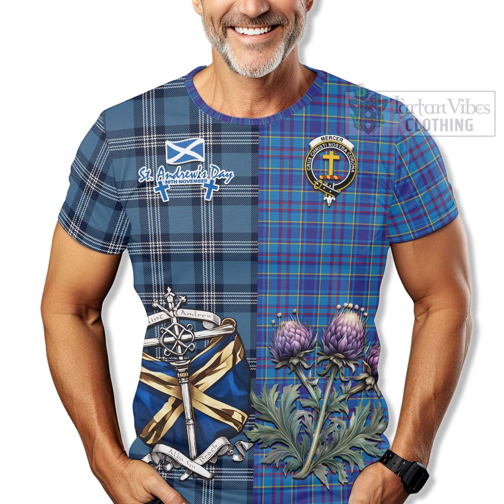 Tartan Vibes Clothing Mercer Tartan T-Shirt Happy St. Andrew's Day Half Tartan Style