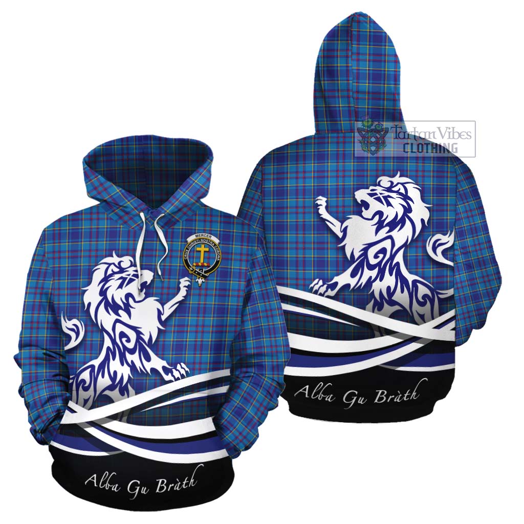 Tartan Vibes Clothing Mercer Tartan Cotton Hoodie with Alba Gu Brath Regal Lion Emblem