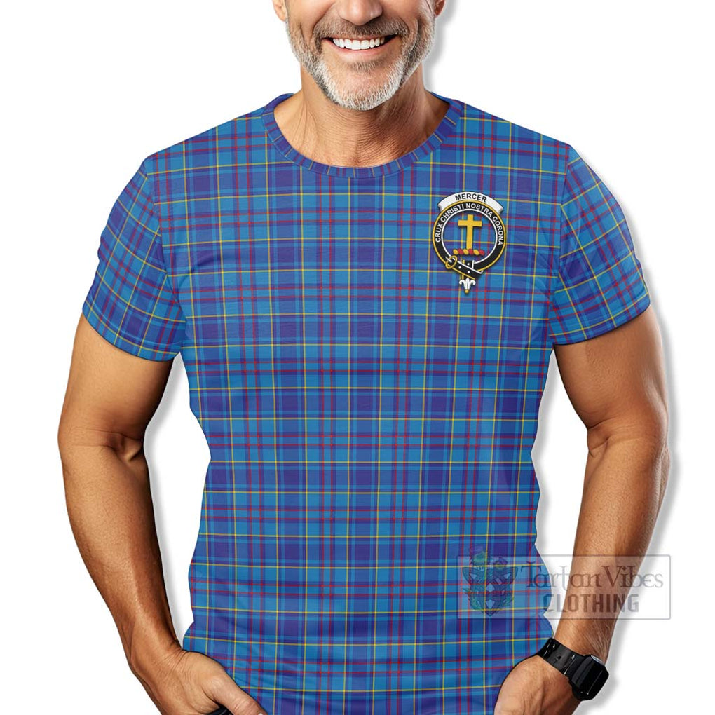 Tartan Vibes Clothing Mercer Tartan T-Shirt with Family Crest Celtic Skull Style