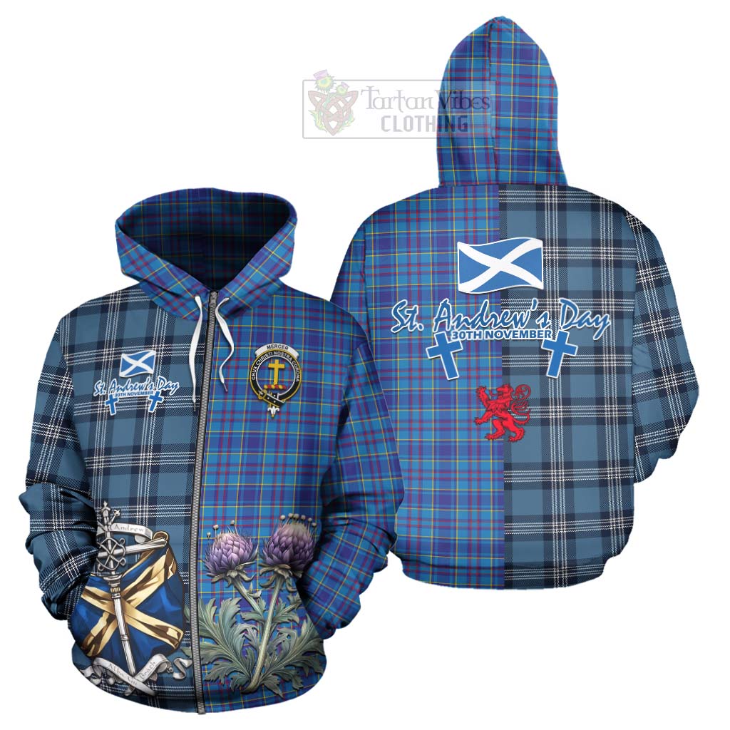 Tartan Vibes Clothing Mercer Tartan Hoodie Happy St. Andrew's Day Half Tartan Style