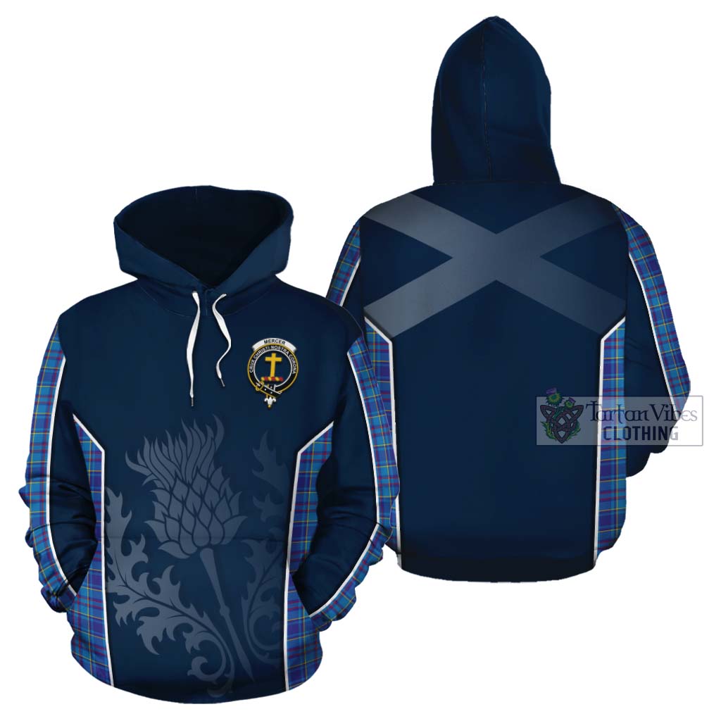 Tartan Vibes Clothing Mercer Tartan Cotton Hoodie with Family Crest and Scottish Thistle Vibes Sport Style