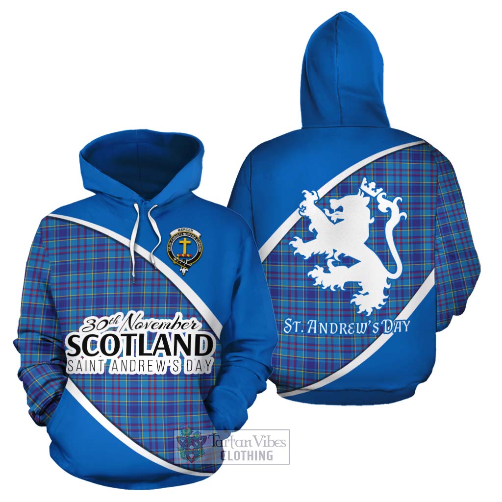 Tartan Vibes Clothing Mercer Family Crest Tartan Cotton Hoodie Celebrate Saint Andrew's Day in Style