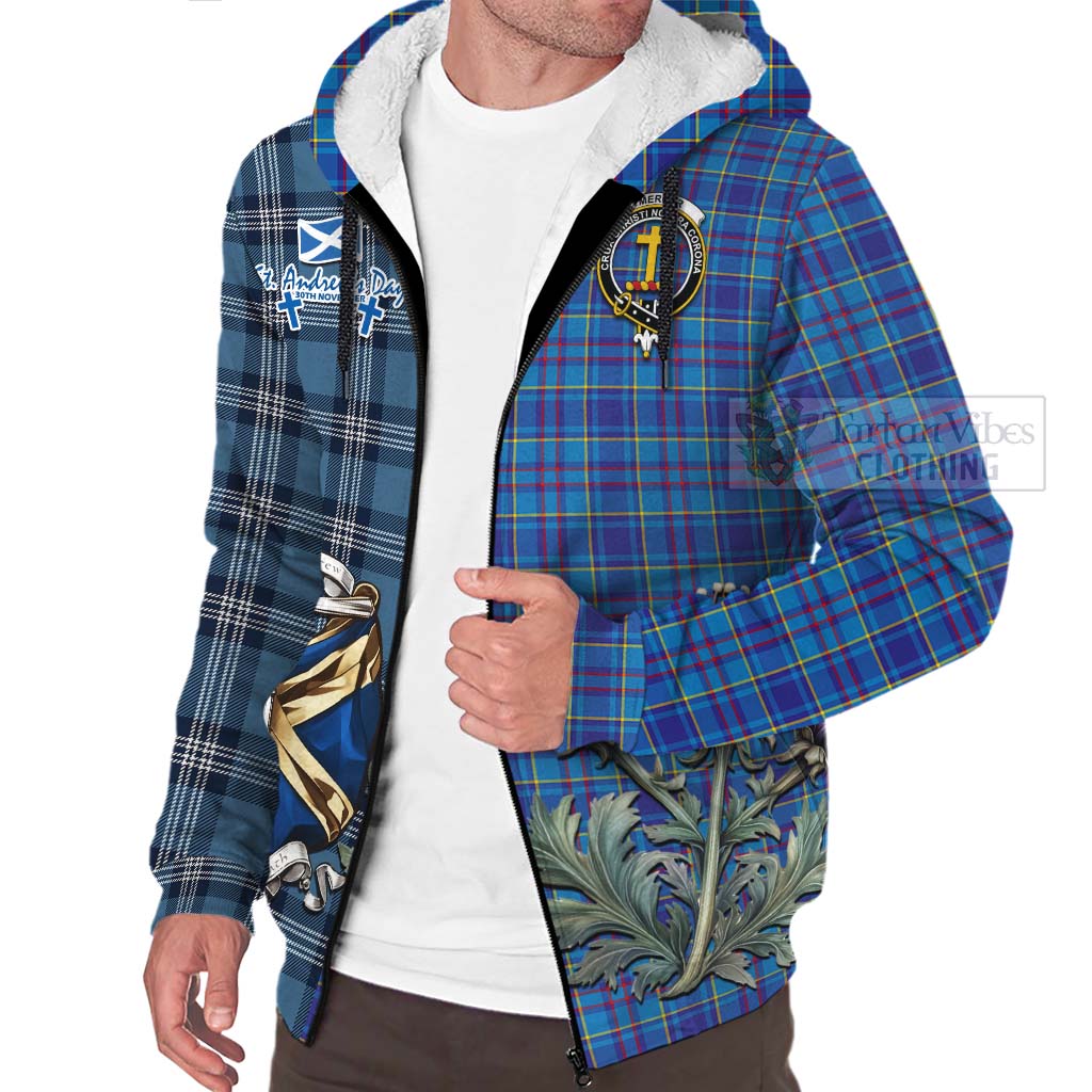 Tartan Vibes Clothing Mercer Tartan Sherpa Hoodie Happy St. Andrew's Day Half Tartan Style