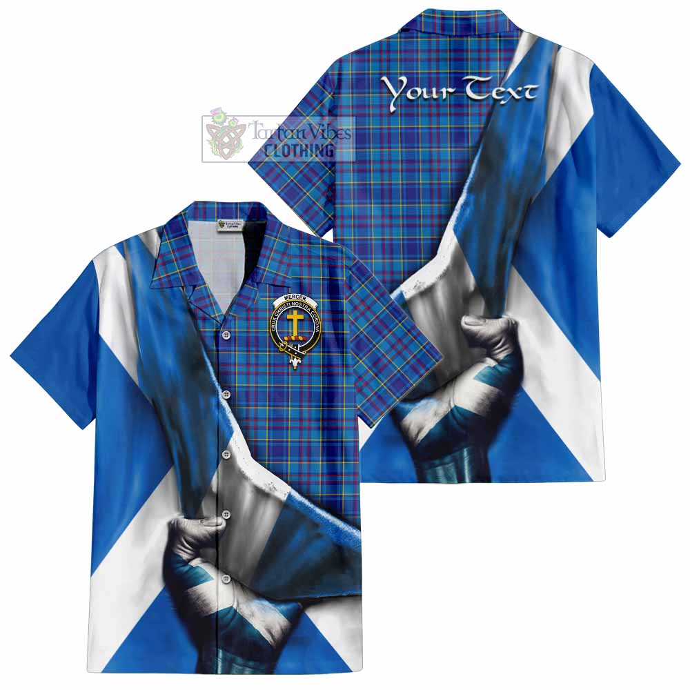 Tartan Vibes Clothing Mercer Tartan Short Sleeve Button Shirt with Family Crest Scotland Patriotic Style