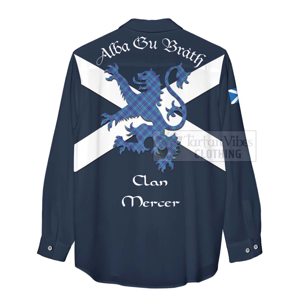 Tartan Vibes Clothing Mercer Tartan Lion Rampant Women's Casual Shirt Proudly Display Your Heritage with Alba Gu Brath and Clan Name