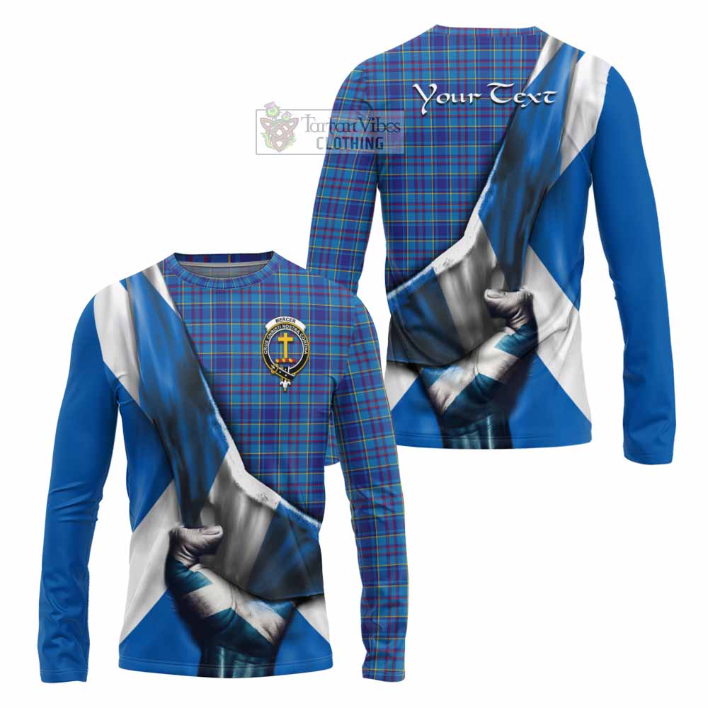 Tartan Vibes Clothing Mercer Tartan Long Sleeve T-Shirt with Family Crest Scotland Patriotic Style