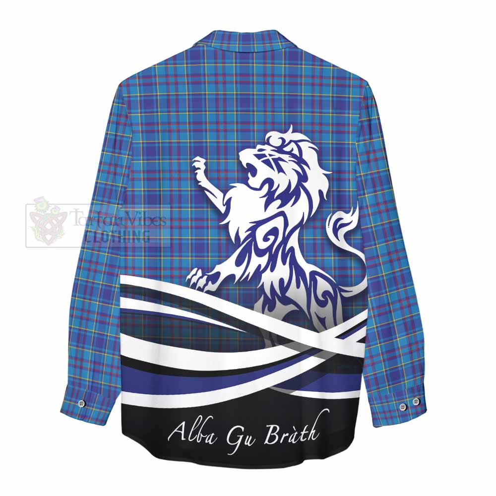 Tartan Vibes Clothing Mercer Tartan Women's Casual Shirt with Alba Gu Brath Regal Lion Emblem